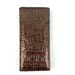 Piero Guidi Key Wallet Small Brown Patent Leather Signature Clutch Brand New